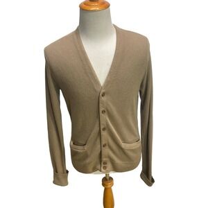 VTG Towncraft Cardigan Sweater Mens M Beige Mr Rogers Grandpa Normcore Hong Kong